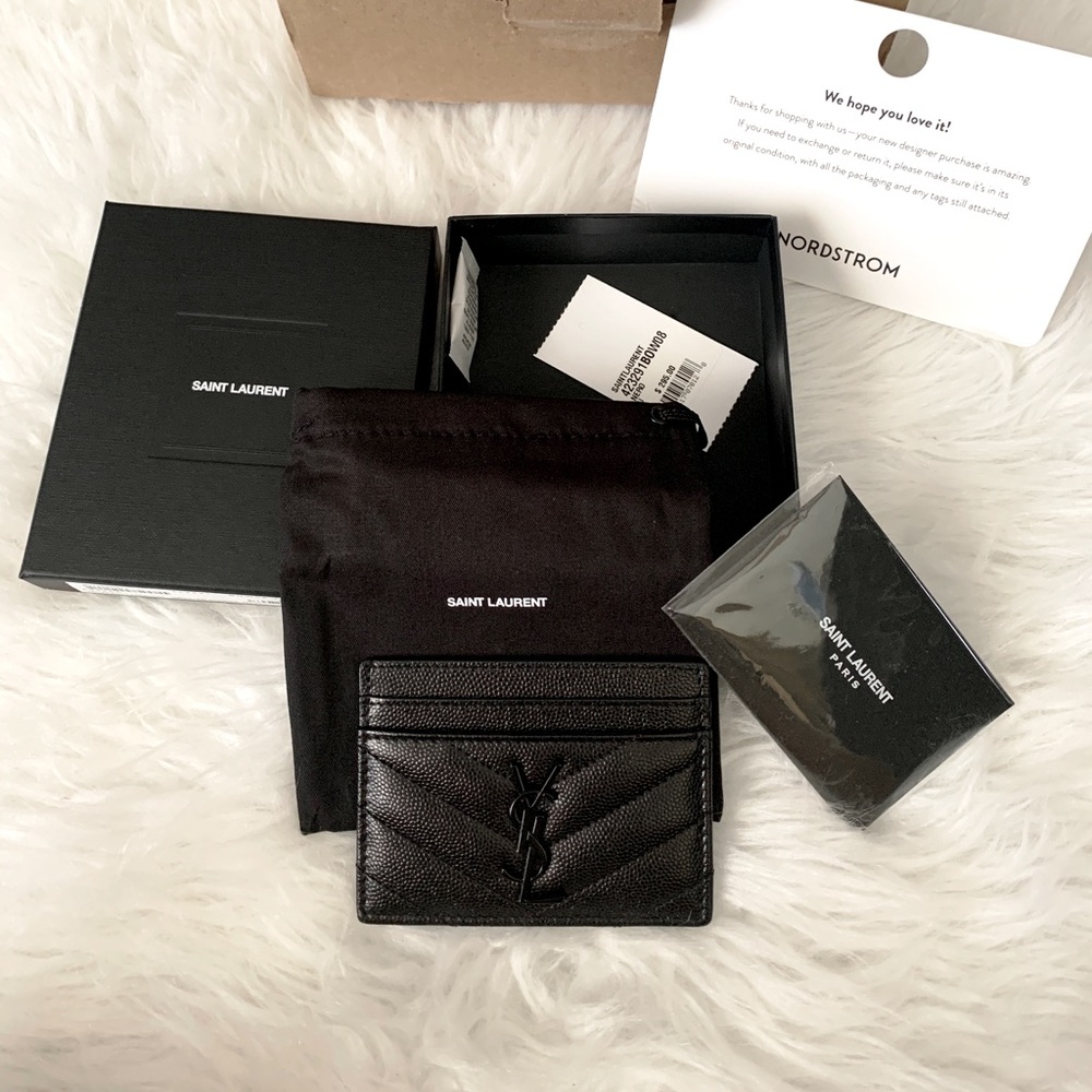 YSL authentic card case holder black mono